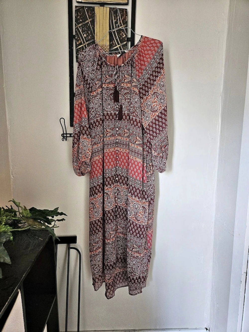 Dress Forum Paisley Maxi Dress in Red & Brown Size Small NWT